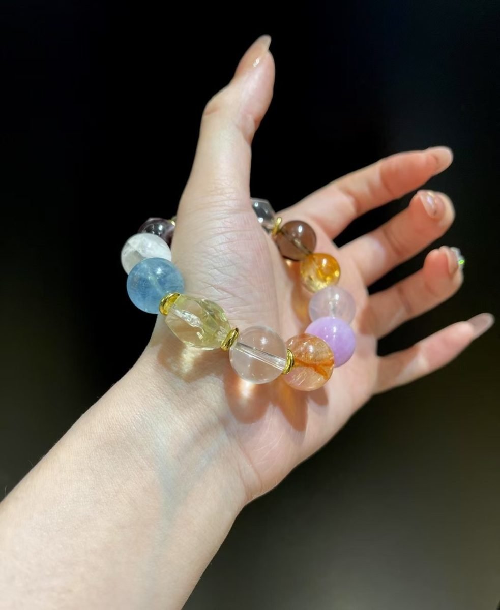 7 Chakra Balancing Bracelet with Rose Quartz & Amethyst — Ref. 02583 - Image 2