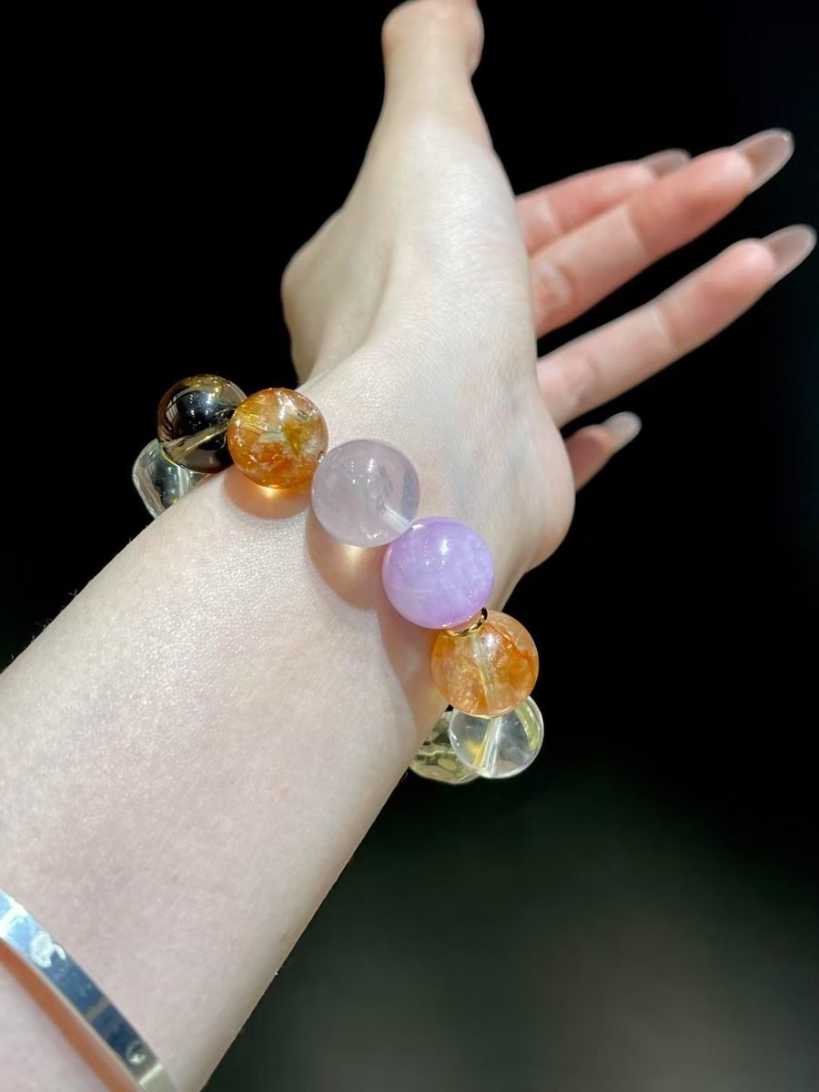 7 Chakra Balancing Bracelet with Rose Quartz & Amethyst — Ref. 02583 - Image 3