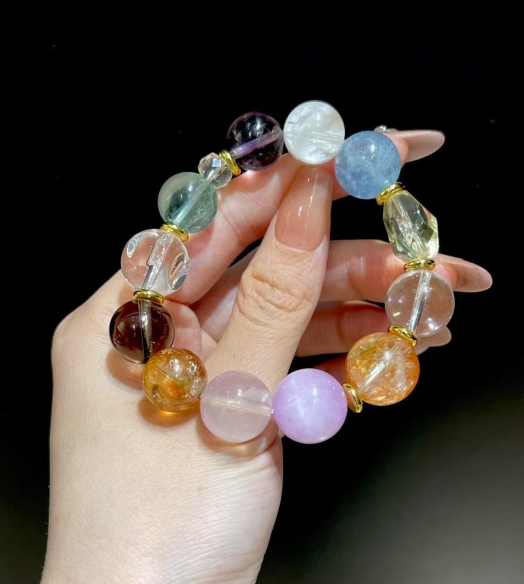 7 Chakra Balancing Bracelet with Rose Quartz & Amethyst — Ref. 02583 - Image 4