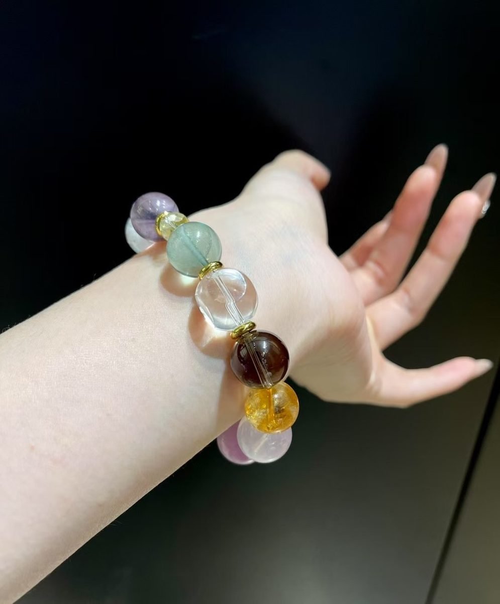7 Chakra Balancing Bracelet with Rose Quartz & Amethyst — Ref. 02583 - Image 5
