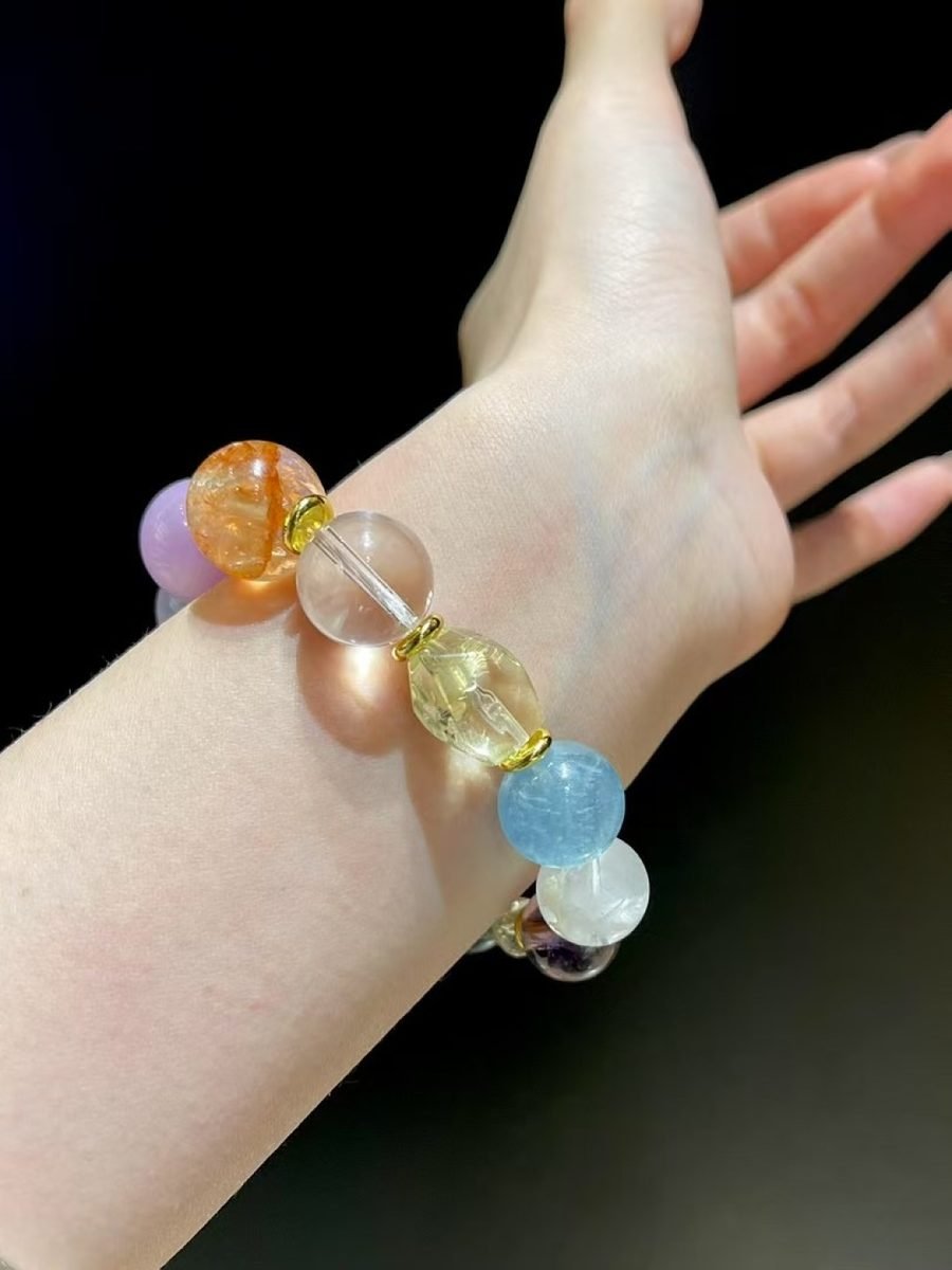 7 Chakra Balancing Bracelet with Rose Quartz & Amethyst — Ref. 02583 - Image 6
