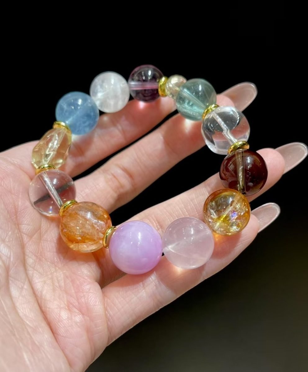 7 Chakra Balancing Bracelet with Rose Quartz & Amethyst — Ref. 02583 - Image 7