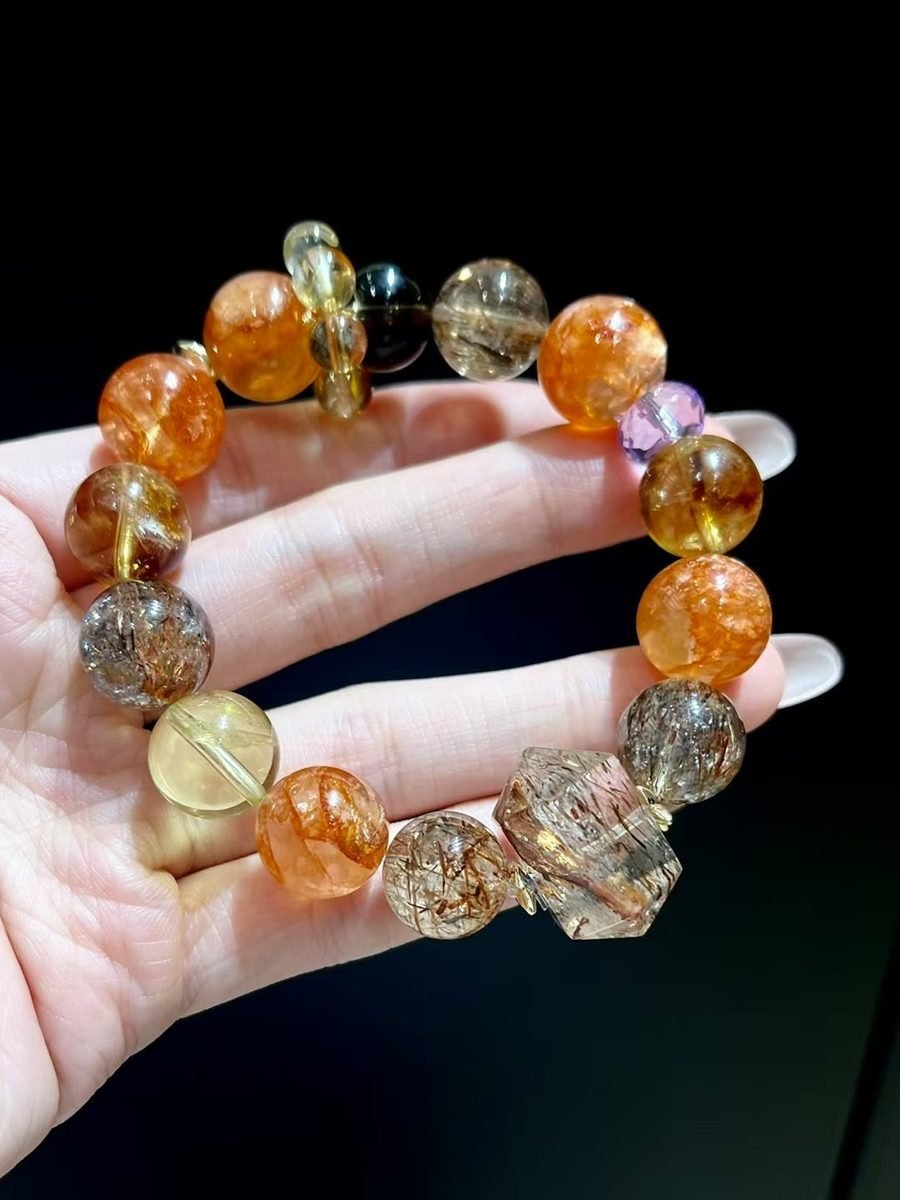 7 Chakra Balancing Faceted Bracelet with Amethyst & Citrine — Ref. 02588