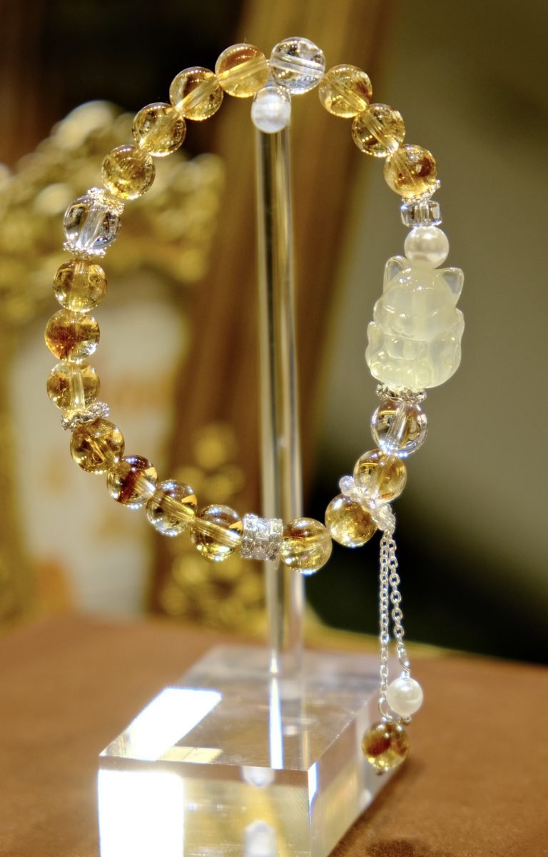 7mm Citrine Bracelet with Clear Quartz