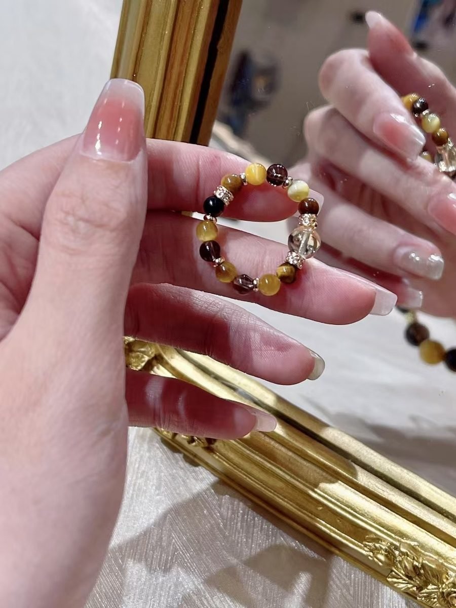 Citrine Ring with Smoky Quartz & Tiger Eye