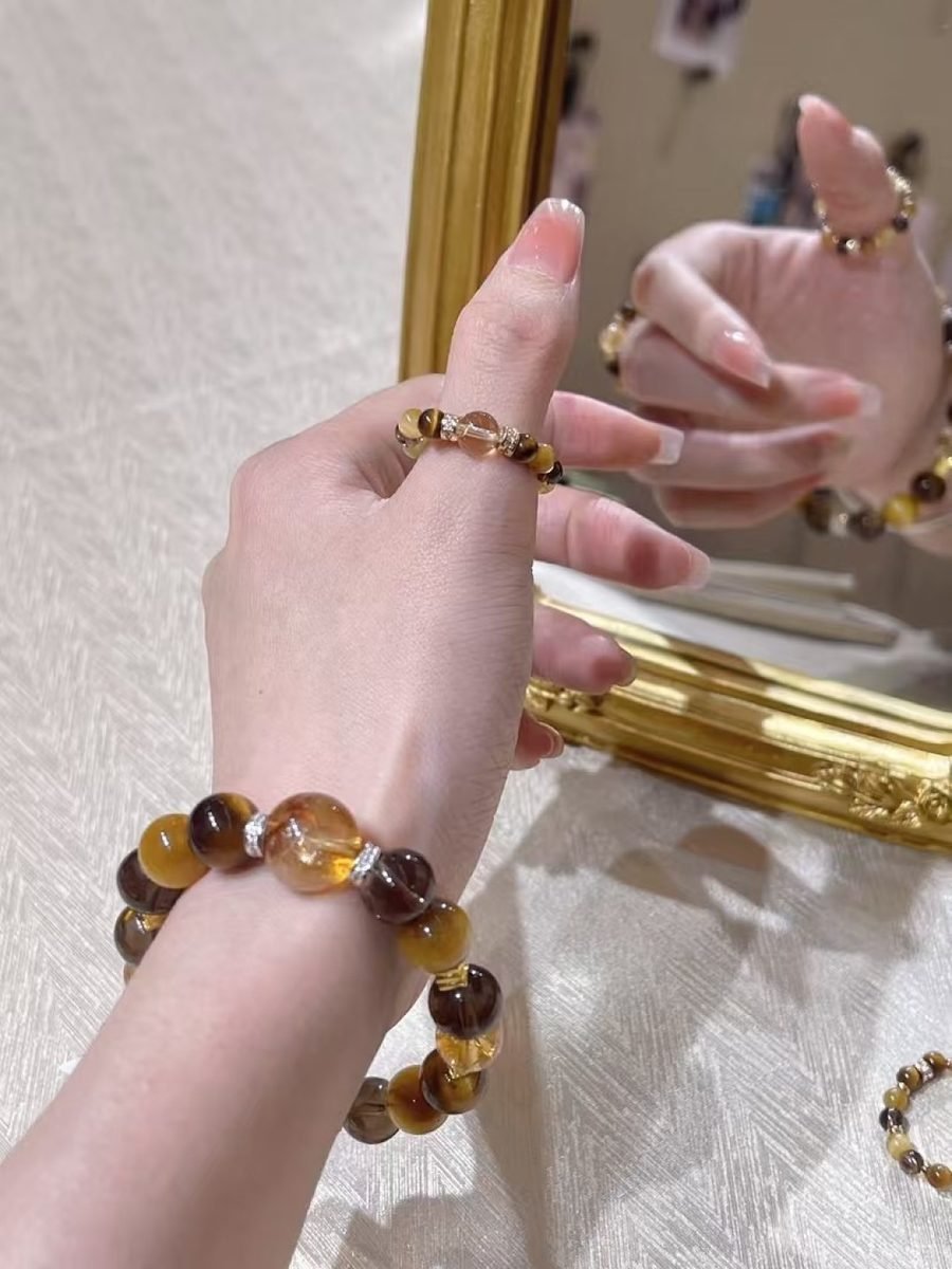 Citrine Ring with Smoky Quartz & Tiger Eye - Image 4