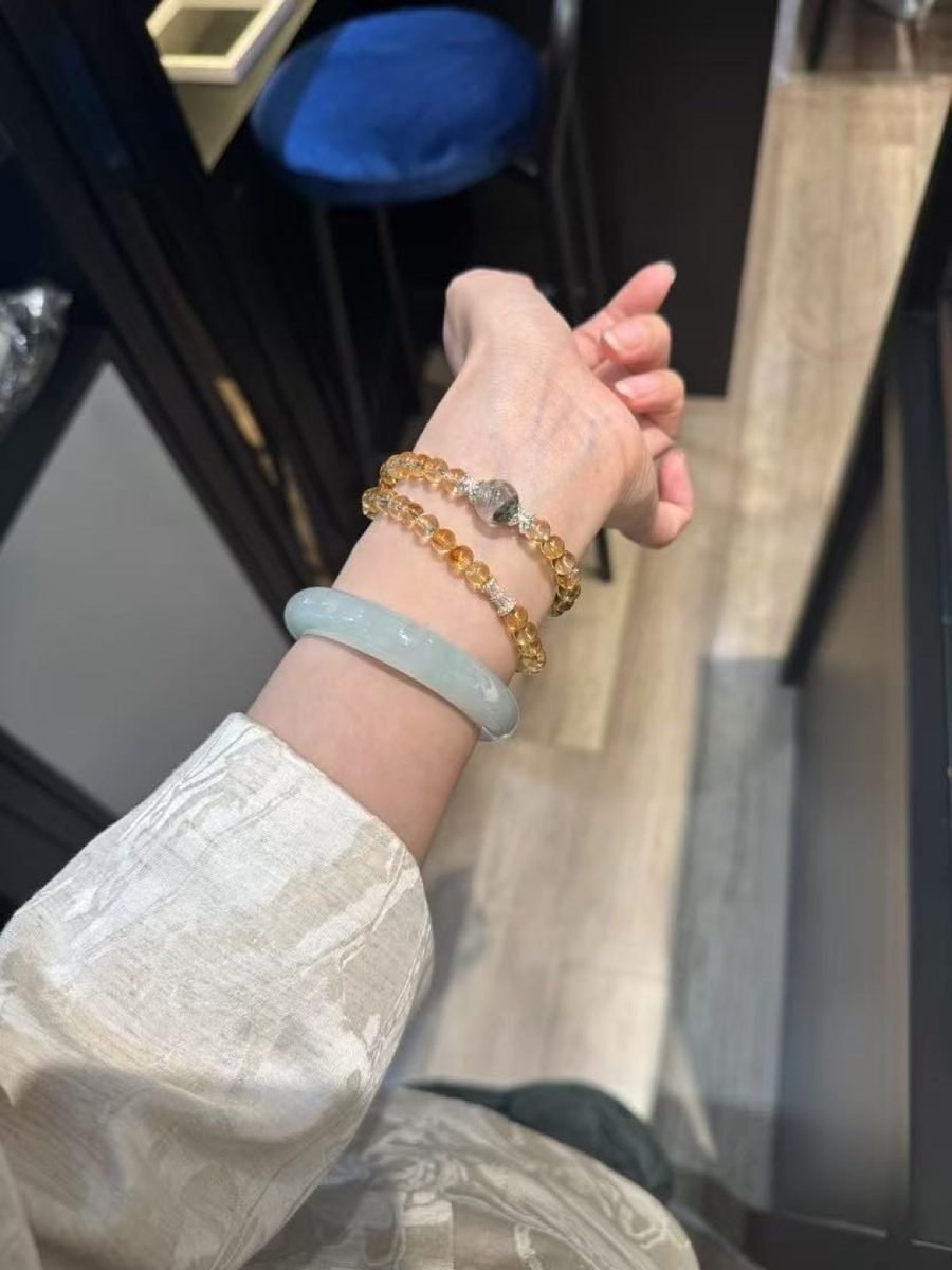 6mm Citrine Bracelet with Green Phantom Quartz