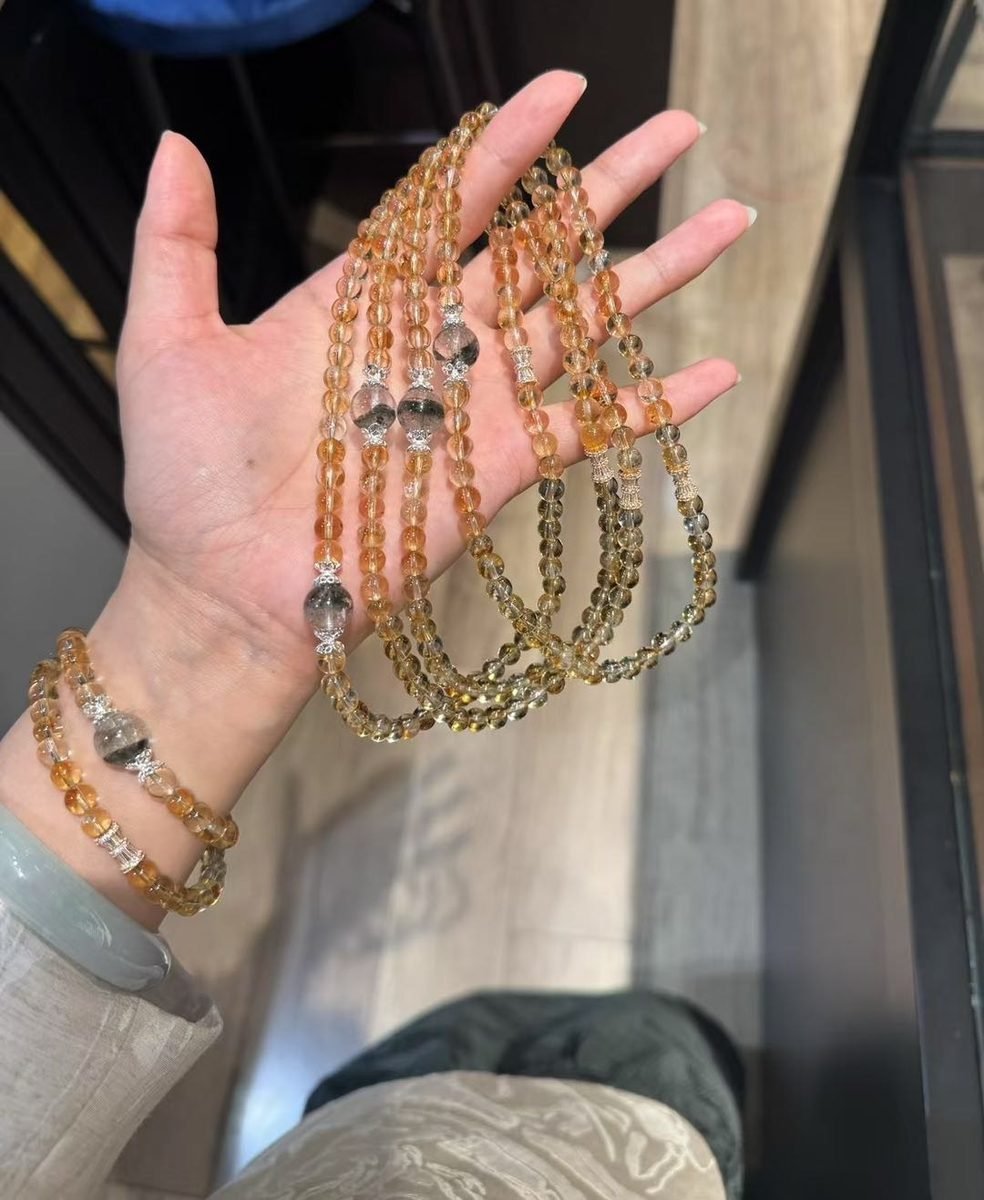 6mm Citrine Bracelet with Green Phantom Quartz - Image 2