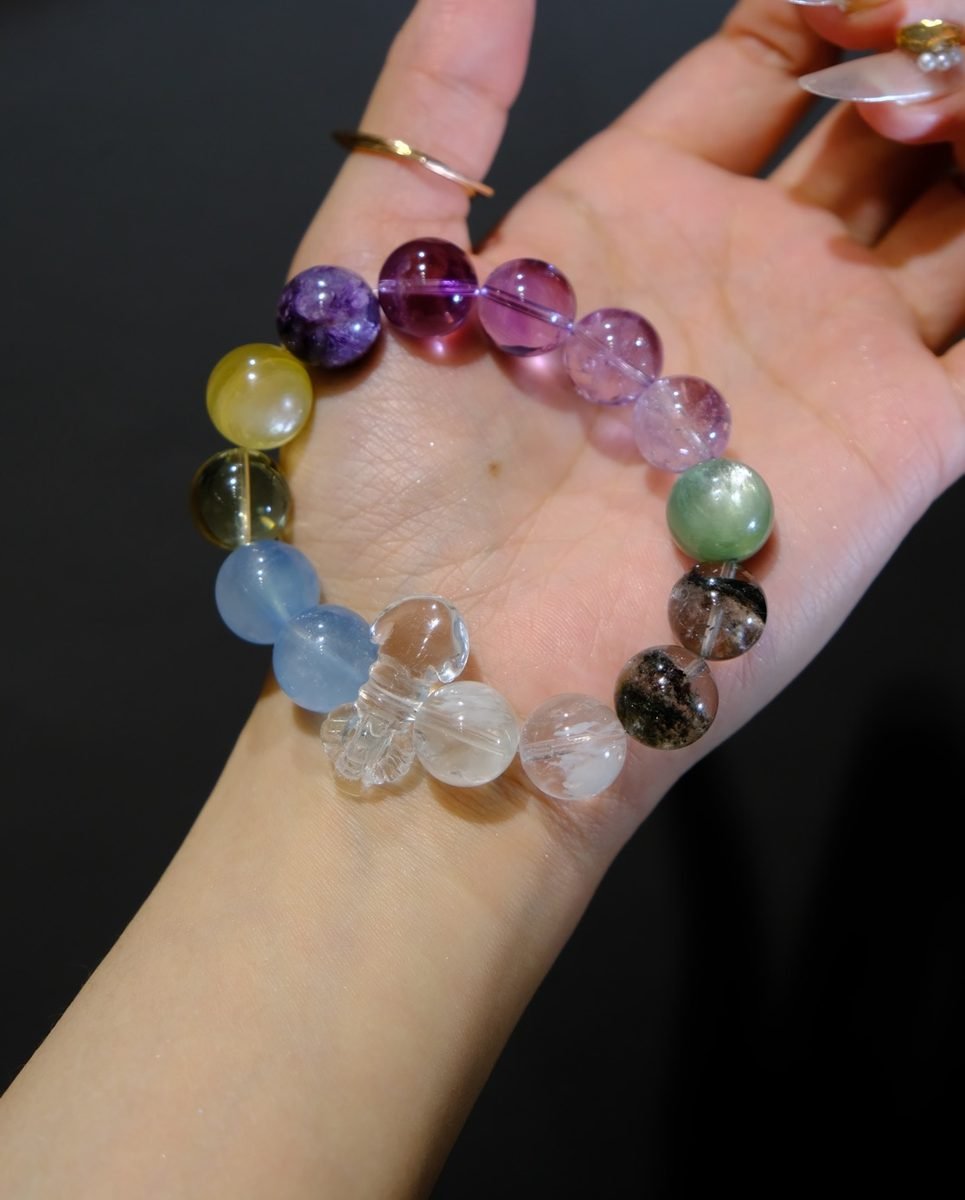 13mm 7 Chakra Balancing Bracelet with Amethyst & Citrine