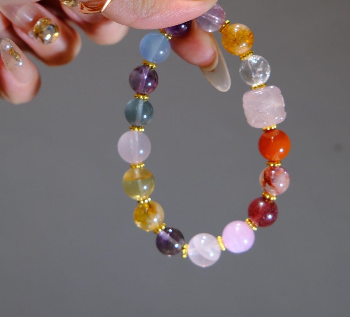 10mm 7 Chakra Balancing Bracelet with Rose Quartz