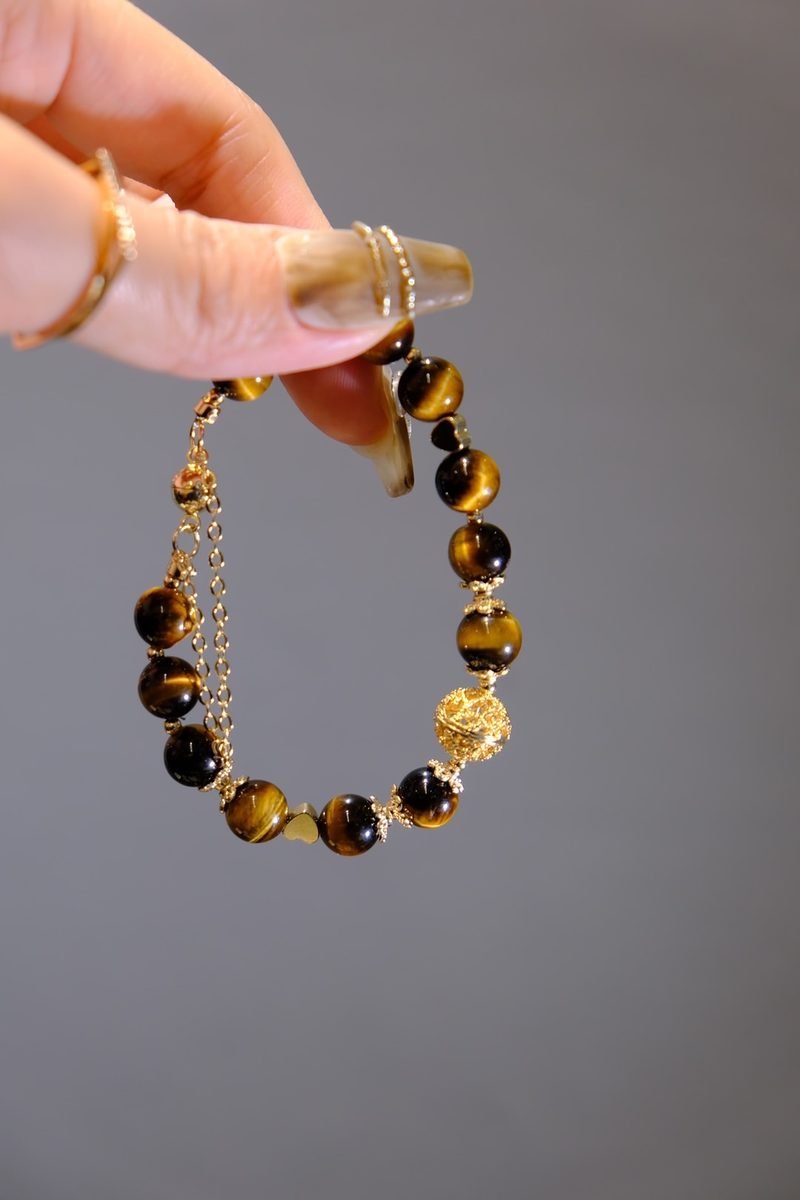 8mm Citrine Bracelet with Tiger Eye — Ref. 02700