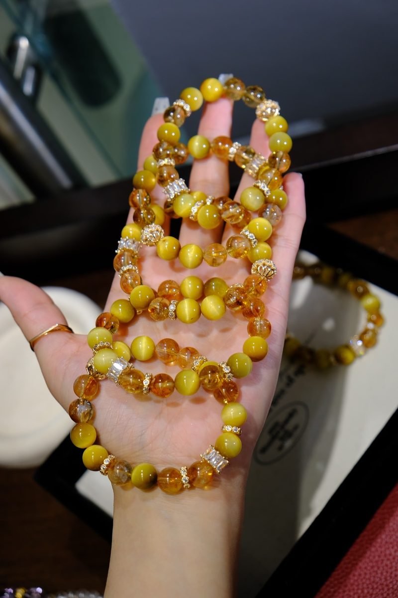 10mm Citrine Bracelet with Tiger Eye — Ref. 02701