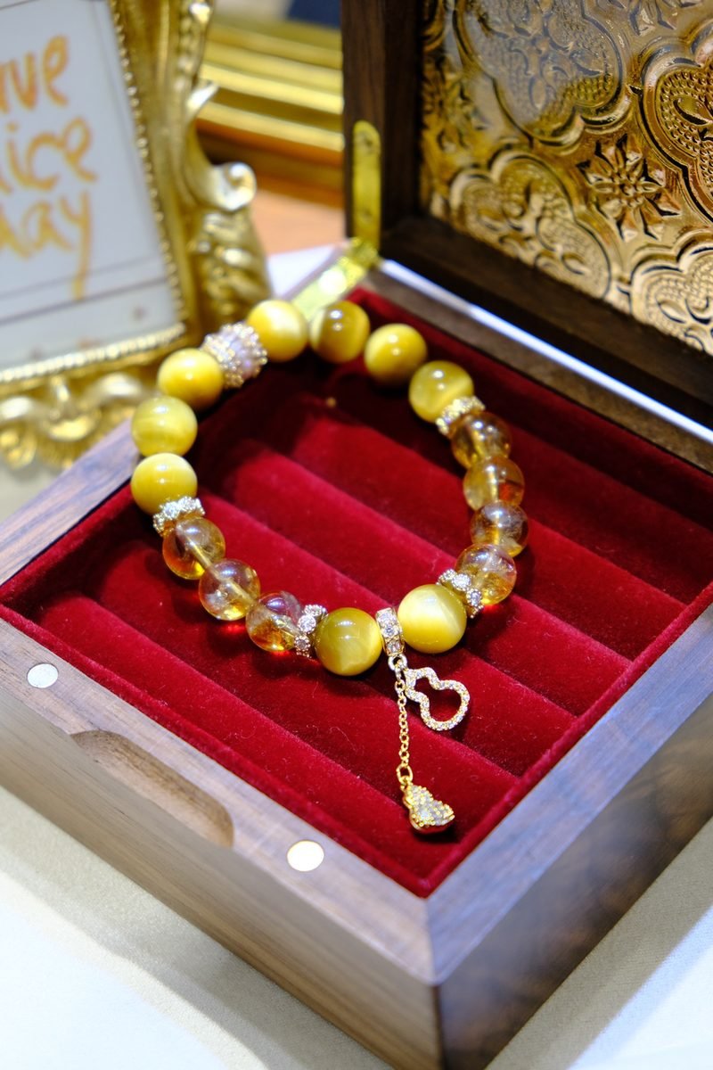 10mm Citrine Necklace with Tiger Eye - Image 3
