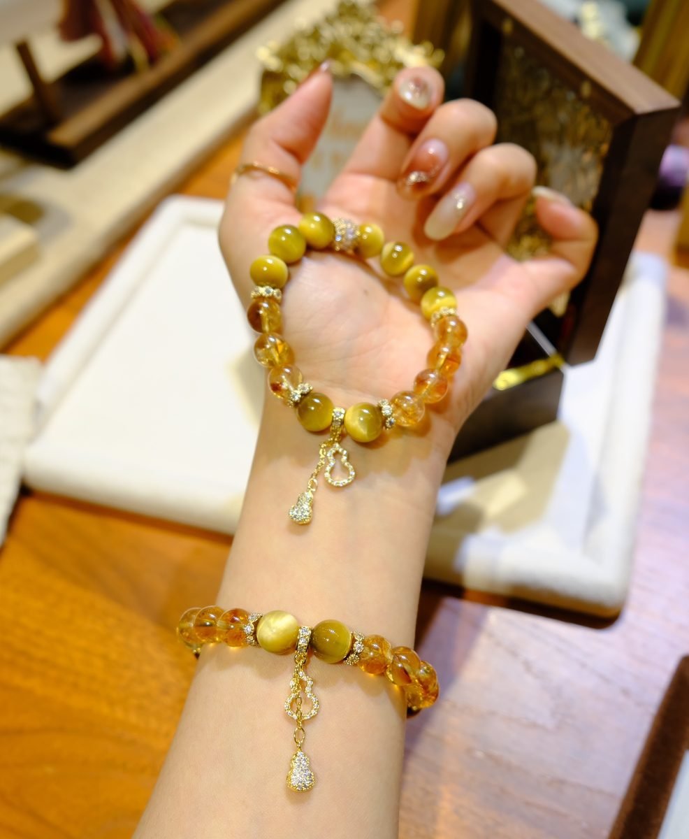 10mm Citrine Necklace with Tiger Eye - Image 5