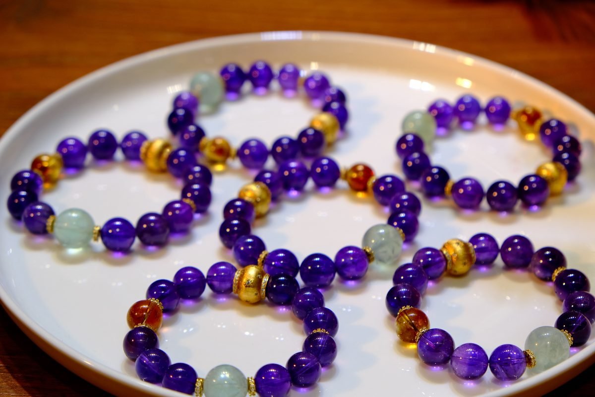 13mm Amethyst Bracelet with Fluorite