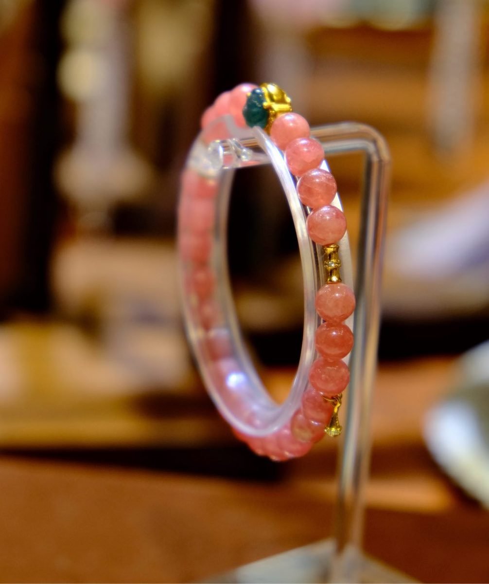 5-6mm Ice-Crystal Rose Quartz Bracelet with Rhodonite & Jade - Image 4