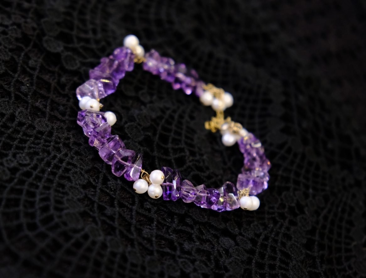 Amethyst Bracelet with Freshwater Pearl — Ref. 02876