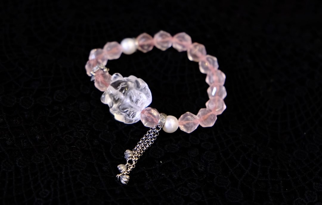 8mm Rose Quartz Faceted Bracelet with Clear Quartz