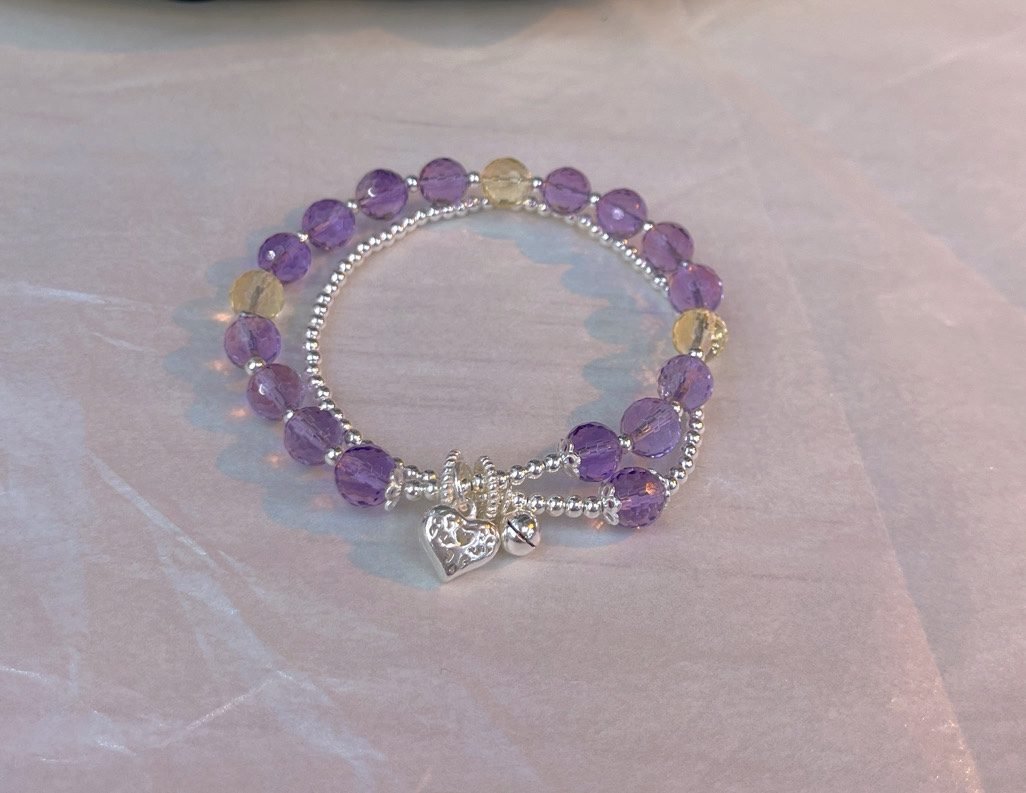 8mm Amethyst Bracelet with Citrine