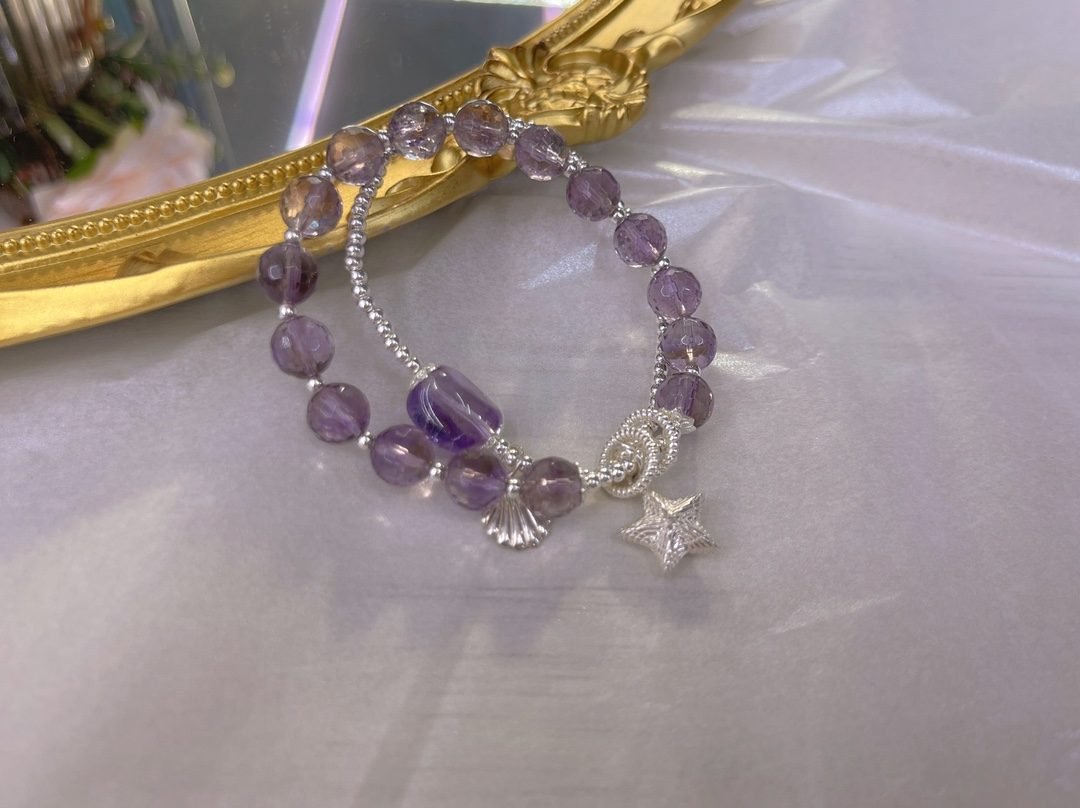 10mm Amethyst Faceted Bracelet